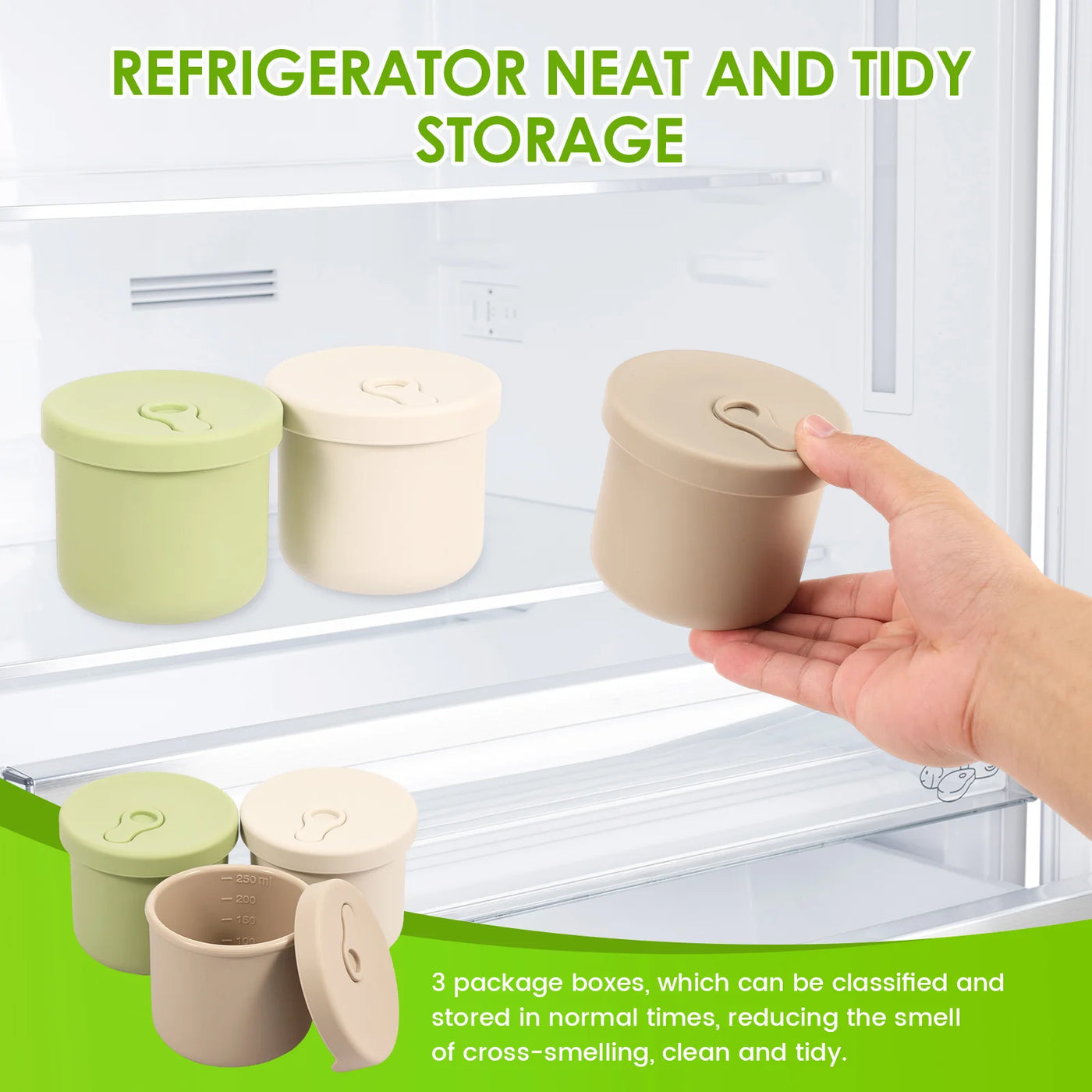 Set of 3 Mini Silicone Snack Pots