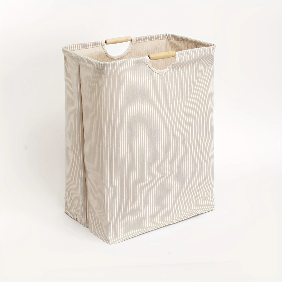 Laundry hamper featuring dual handles for easy transport and efficient home organization.