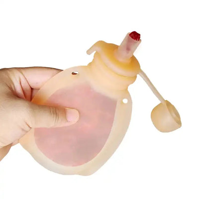Hand holding a silicone pouch with a white background