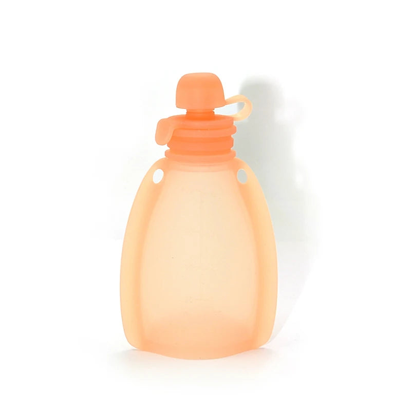 Collapsible orange pouch on a white background