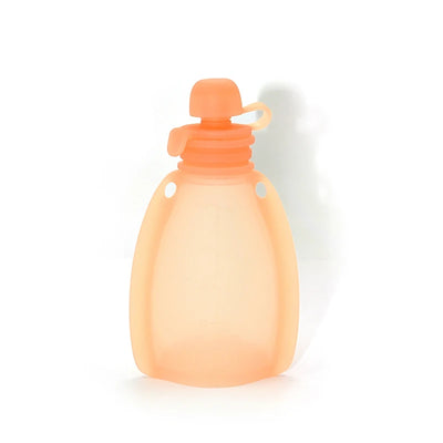 Collapsible orange pouch on a white background