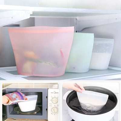 3-Pack Reusable Silicone Food Storage Bags