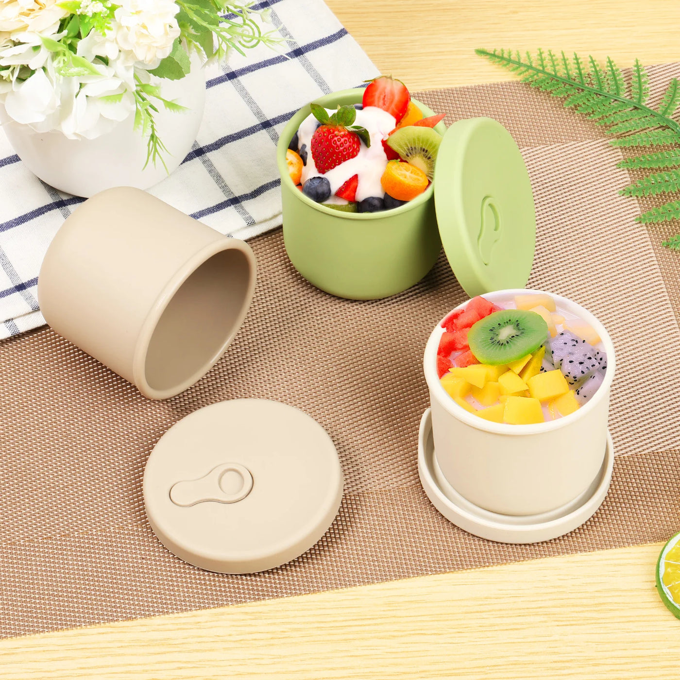 Set of 3 Mini Silicone Snack Pots