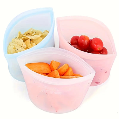 3-Pack Reusable Silicone Food Storage Bags