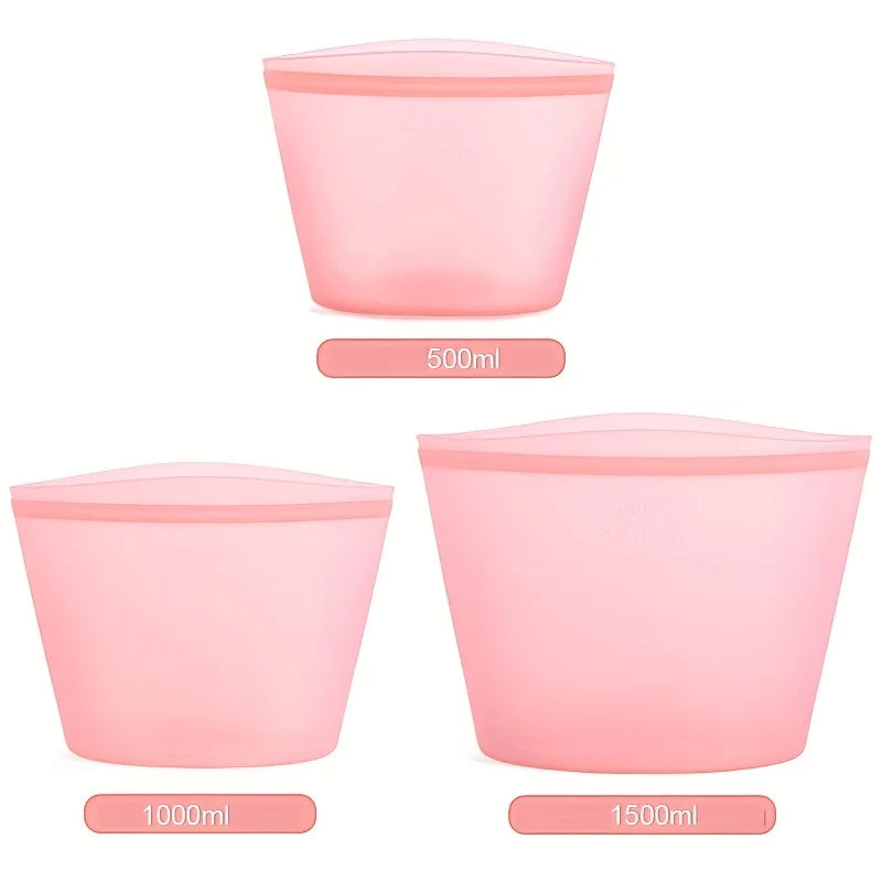 3-Pack Reusable Silicone Food Storage Bags