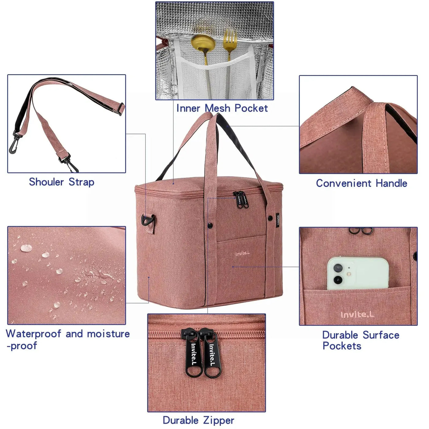 Insulated Lunch Cooler Bag with Shoulder Strap