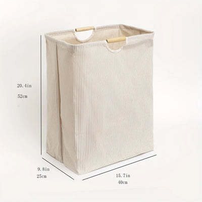 Laundry hamper featuring dual handles for easy transport and efficient home organization.