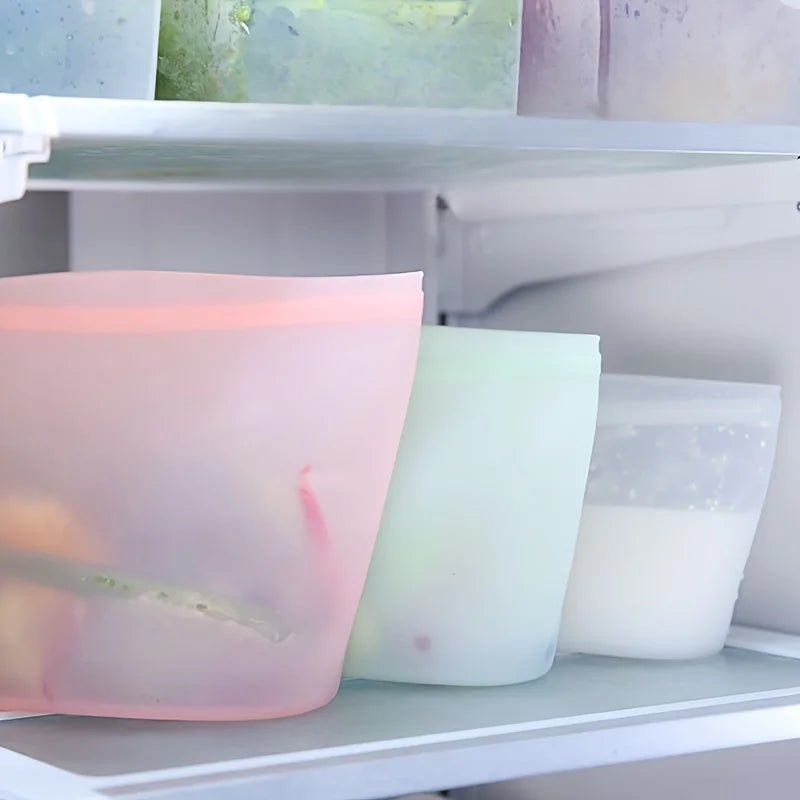 3-Pack Reusable Silicone Food Storage Bags