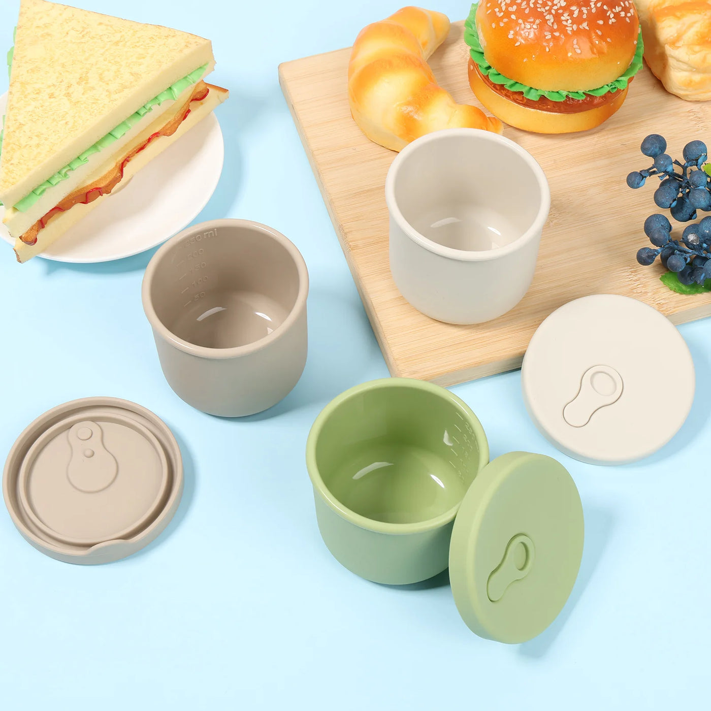 Set of 3 Mini Silicone Snack Pots